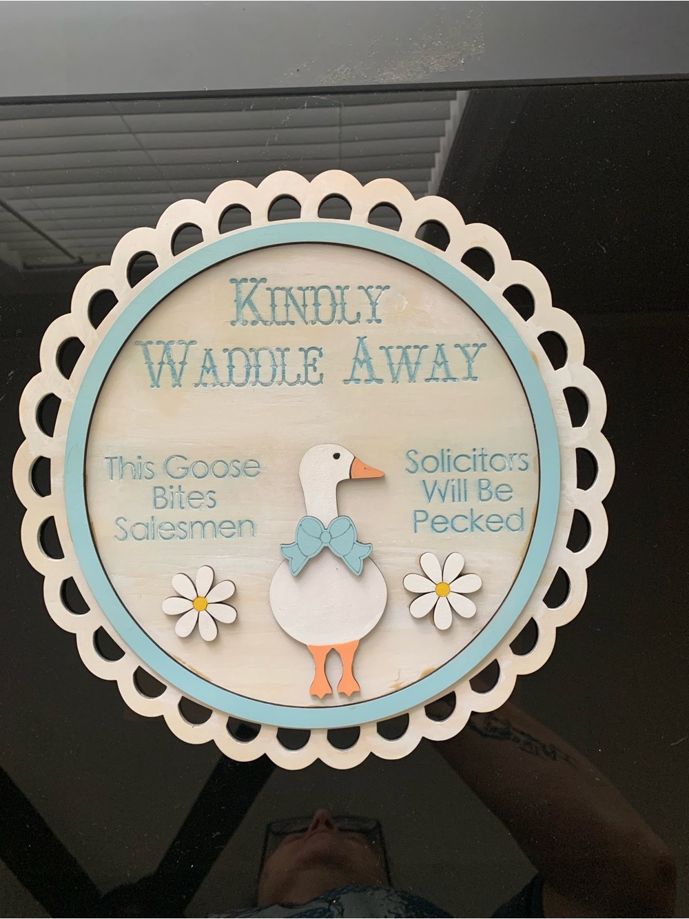Kindly Waddle Away Decorative Goose Wall Plaque - Blue & White